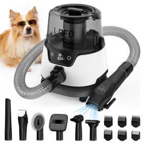 Dog Grooming Kit, Pet Hair Vacuum and Dog Dryer with 5 Pet Grooming Tools, (White)