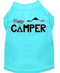 Happy Camper Screen Print Dog Shirt (Option: Aqua Sm)