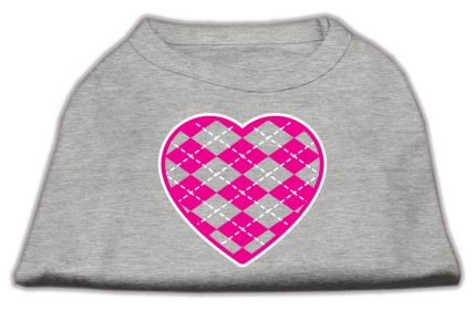 Argyle Heart Pink Screen Print Shirt (Option: Grey XS)