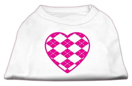 Argyle Heart Pink Screen Print Shirt (Option: White XXL)