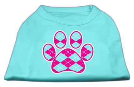 Argyle Paw Pink Screen Print Shirt (Option: Aqua XXL)