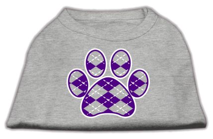 Argyle Paw Purple Screen Print Shirt (Option: Grey XXL)