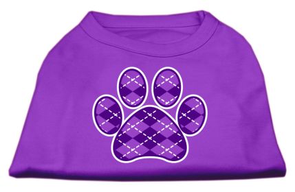 Argyle Paw Purple Screen Print Shirt (Option: Purple XXL)