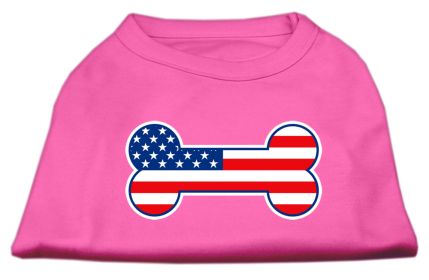 Bone Shaped American Flag Screen Print Shirts (Option: Bright Pink XXXL)