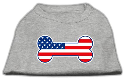 Bone Shaped American Flag Screen Print Shirts (Option: Grey XXL)