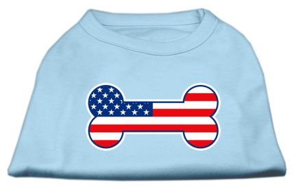 Bone Shaped American Flag Screen Print Shirts (Option: Baby Blue XS)