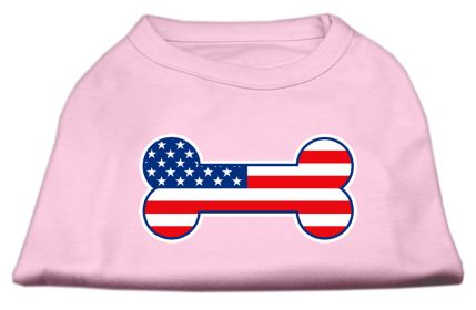 Bone Shaped American Flag Screen Print Shirts (Option: Light Pink XS)