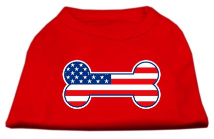 Bone Shaped American Flag Screen Print Shirts (Option: Red XXXL)