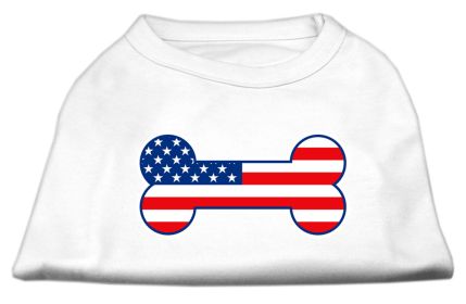 Bone Shaped American Flag Screen Print Shirts (Option: White XXL)