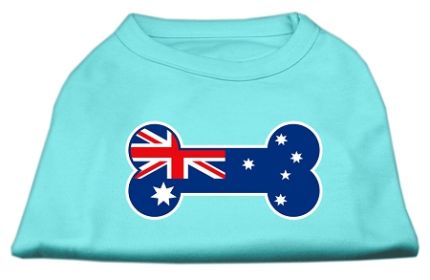 Bone Shaped Australian Flag Screen Print Shirts (Option: Aqua XXL)