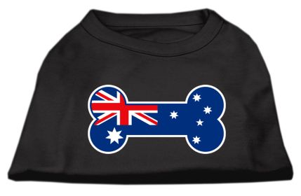 Bone Shaped Australian Flag Screen Print Shirts (Option: Black XXXL)