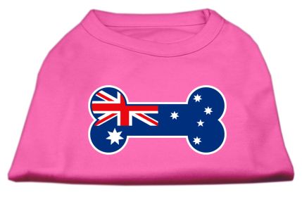 Bone Shaped Australian Flag Screen Print Shirts (Option: Bright Pink XXXL)