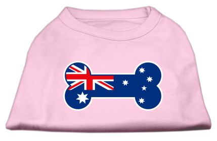 Bone Shaped Australian Flag Screen Print Shirts (Option: Light Pink XS)