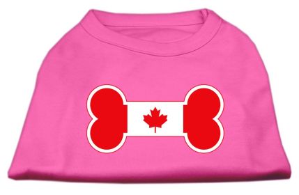 Bone Shaped Canadian Flag Screen Print Shirts (Option: Bright Pink XXXL)