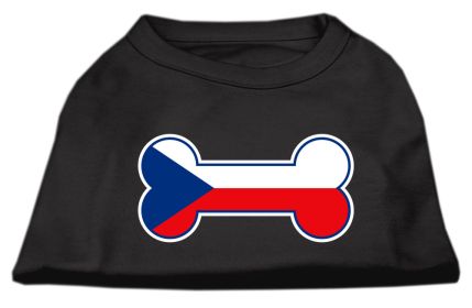 Bone Shaped Czech Republic Flag Screen Print Shirts (Option: Black XXL)