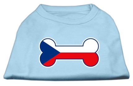 Bone Shaped Czech Republic Flag Screen Print Shirts (Option: Baby Blue XXXL)