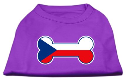 Bone Shaped Czech Republic Flag Screen Print Shirts (Option: Purple XXL)