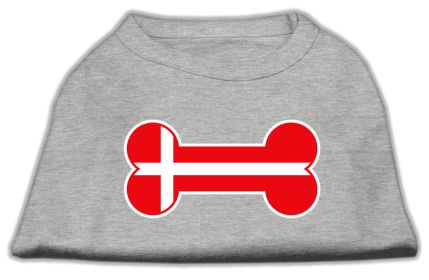 Bone Shaped Denmark Flag Screen Print Shirts (Option: Grey XXL)