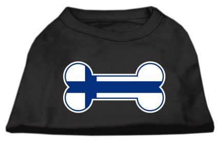 Bone Shaped Finland Flag Screen Print Shirts (Option: Black XS)