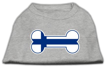 Bone Shaped Finland Flag Screen Print Shirts (Option: Grey XS)