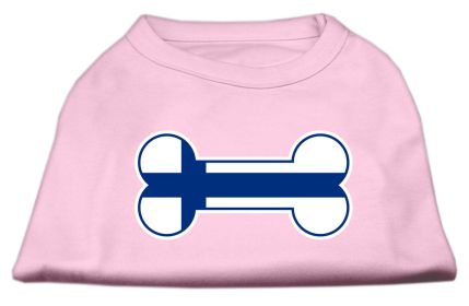 Bone Shaped Finland Flag Screen Print Shirts (Option: Light Pink XS)