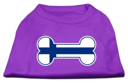 Bone Shaped Finland Flag Screen Print Shirts (Option: Purple XS)