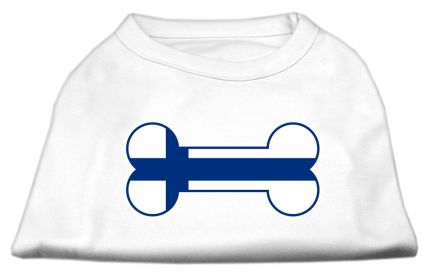 Bone Shaped Finland Flag Screen Print Shirts (Option: White XXXL)