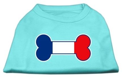 Bone Shaped France Flag Screen Print Shirts (Option: Aqua XXXL)