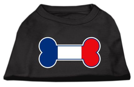 Bone Shaped France Flag Screen Print Shirts (Option: Black XXL)