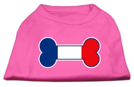 Bone Shaped France Flag Screen Print Shirts (Option: Bright Pink XXL)