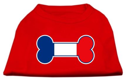 Bone Shaped France Flag Screen Print Shirts (Option: Red XS)