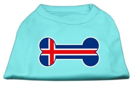 Bone Shaped Iceland Flag Screen Print Shirts (Option: Aqua XXXL)