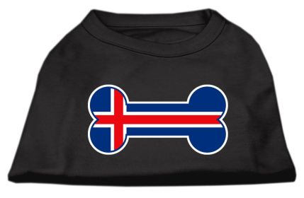 Bone Shaped Iceland Flag Screen Print Shirts (Option: Black XS)