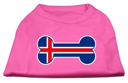 Bone Shaped Iceland Flag Screen Print Shirts (Option: Bright Pink XXL)