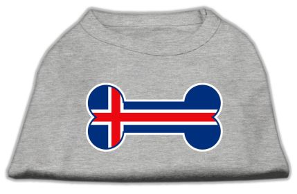 Bone Shaped Iceland Flag Screen Print Shirts (Option: Grey XS)