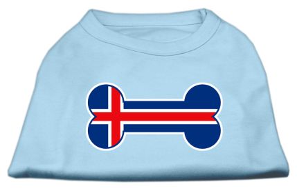 Bone Shaped Iceland Flag Screen Print Shirts (Option: Baby Blue XS)