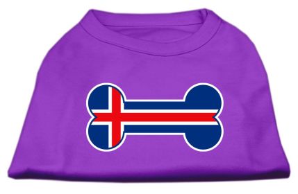 Bone Shaped Iceland Flag Screen Print Shirts (Option: Purple XS)