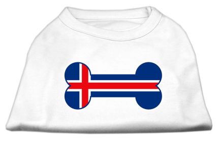 Bone Shaped Iceland Flag Screen Print Shirts (Option: White XS)