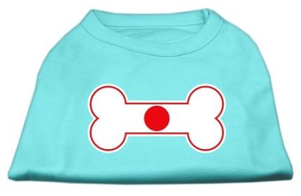 Bone Shaped Japan Flag Screen Print Shirts (Option: Aqua XXL)