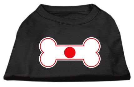 Bone Shaped Japan Flag Screen Print Shirts (Option: Black XS)