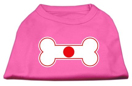 Bone Shaped Japan Flag Screen Print Shirts (Option: Bright Pink XXL)