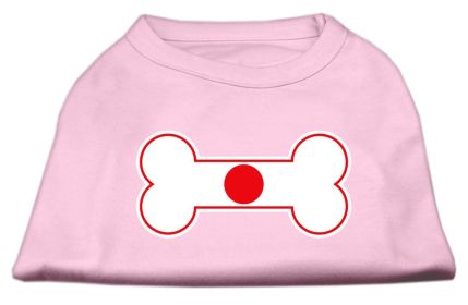 Bone Shaped Japan Flag Screen Print Shirts (Option: Light Pink XS)