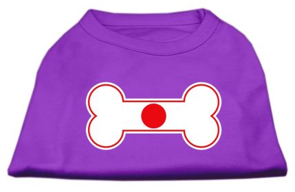 Bone Shaped Japan Flag Screen Print Shirts (Option: Purple XS)