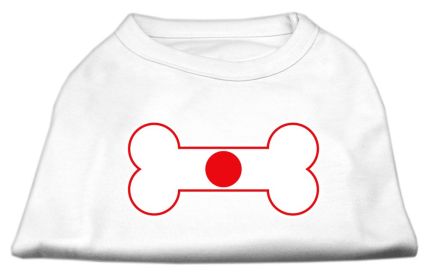 Bone Shaped Japan Flag Screen Print Shirts (Option: White XS)