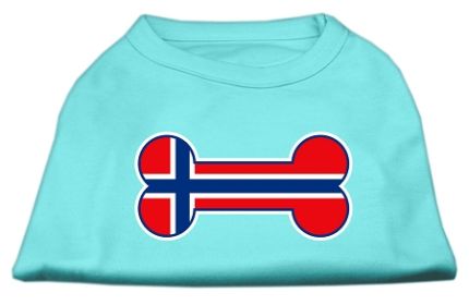 Bone Shaped Norway Flag Screen Print Shirts (Option: Aqua XXXL)