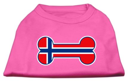 Bone Shaped Norway Flag Screen Print Shirts (Option: Bright Pink XXXL)