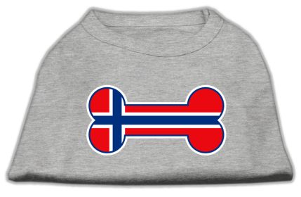 Bone Shaped Norway Flag Screen Print Shirts (Option: Grey XXXL)