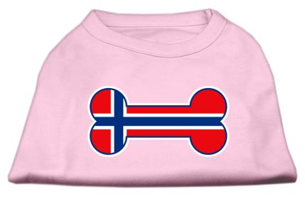 Bone Shaped Norway Flag Screen Print Shirts (Option: Light Pink XXXL)