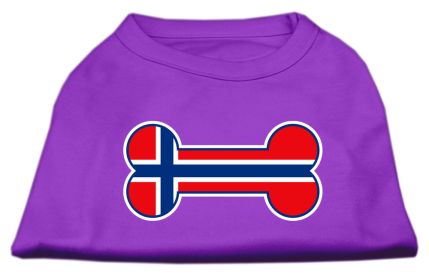 Bone Shaped Norway Flag Screen Print Shirts (Option: Purple XS)