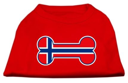 Bone Shaped Norway Flag Screen Print Shirts (Option: Red XXXL)